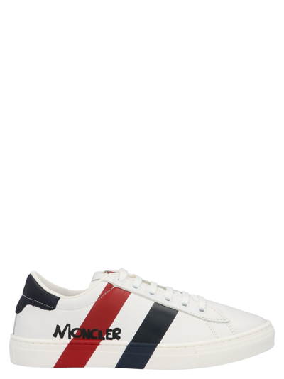 Shop Moncler Boys White Leather Sneakers