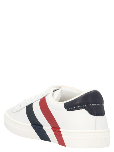 Shop Moncler Boys White Leather Sneakers