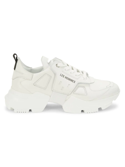 Shop Les Hommes Men's Chunky Leather Sneakers In White