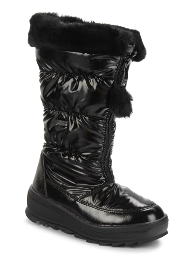 Shop Pajar Kid's Toboggan Faux Fur Waterproof Boots In Black