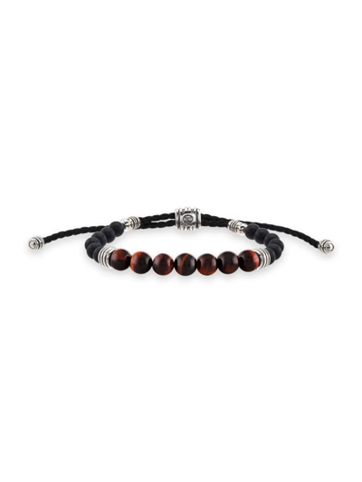 Shop Esquire Men's Sterling Silver, Red Tiger Eye & Black Onyx Bolo Bracelet