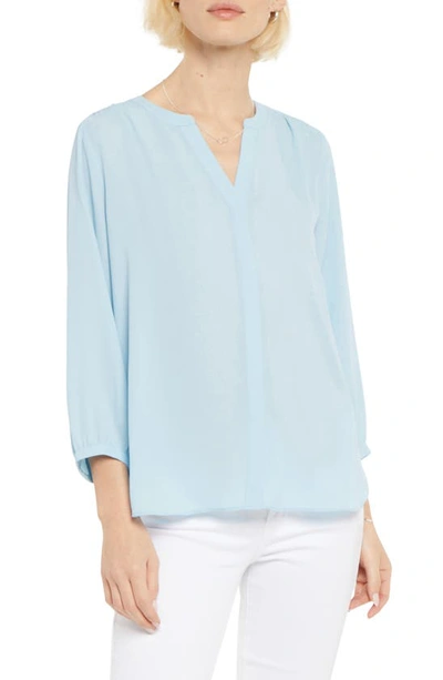 Shop Nydj High/low Crepe Blouse In Clear Sky