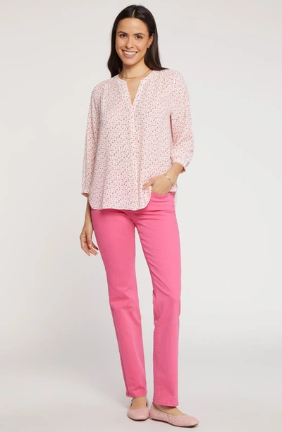 Shop Nydj High/low Crepe Blouse In Olivia Dots