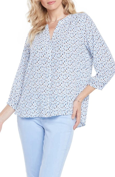 Shop Nydj High/low Crepe Blouse In Piper Dots