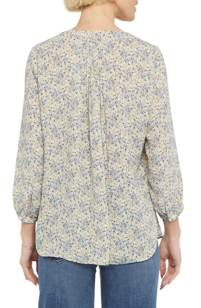 Shop Nydj High/low Crepe Blouse In Dune Flower