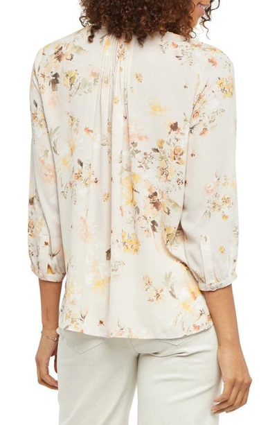 Shop Nydj High/low Crepe Blouse In Oasis Garden