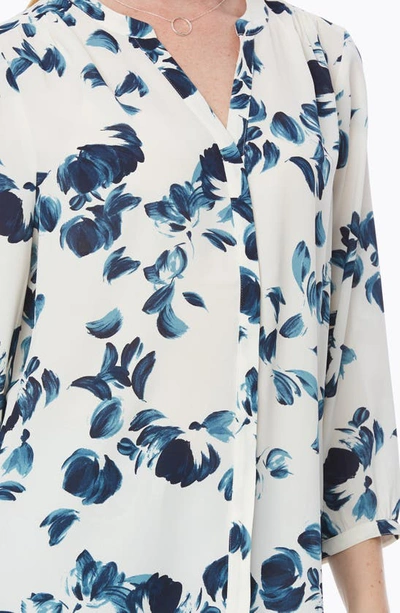 Shop Nydj High/low Crepe Blouse In Ballast Blooms