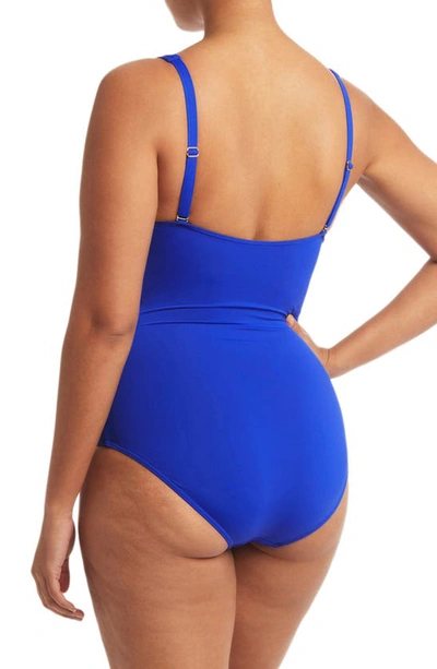Shop Sea Level Cross Front One-piece Swimsuit In Cobalt