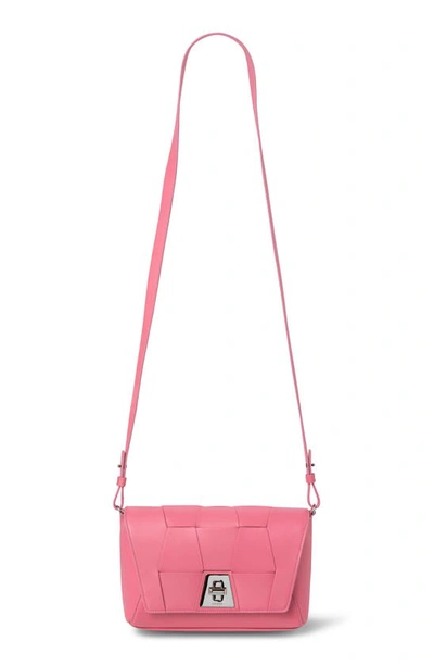 Shop Akris Small Anouk Braided Trapezoid Leather Crossbody Bag In Blossom