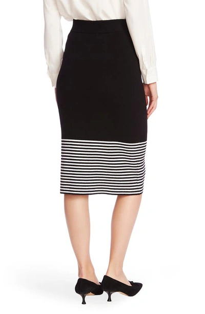 Shop Court & Rowe Stripe Hem Cotton & Wool Blend Knit Pencil Skirt In Rich Black