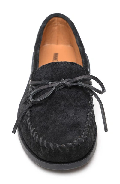 Shop Minnetonka Asher Moc Stitch Loafer In Black