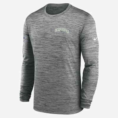 Shop Nike Men's Dri-fit Velocity Athletic Stack (nfl Seattle Seahawks) Long-sleeve T-shirt In Grey