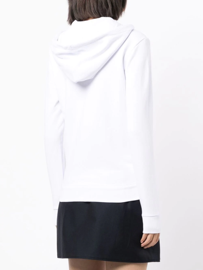Shop Armani Exchange Logo-print Zipped Hoodie In White