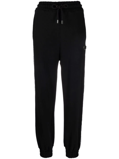 Shop Philipp Plein Crystal-embellished Joggers In Black