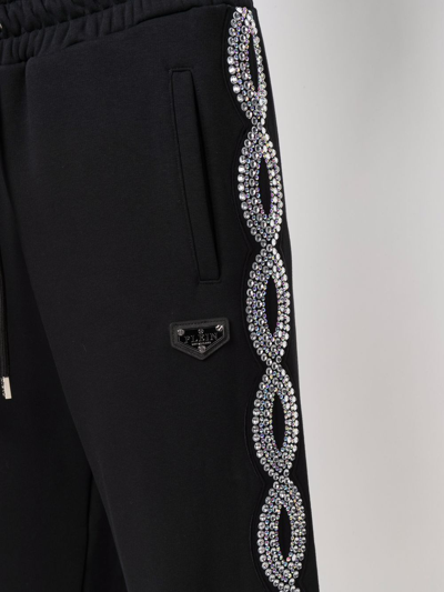 Shop Philipp Plein Crystal-embellished Joggers In Black