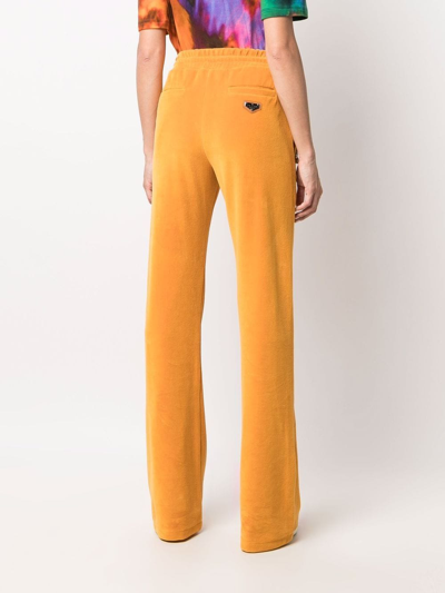 Philipp Plein Crystal-chain Velvet Track Pants In Yellow