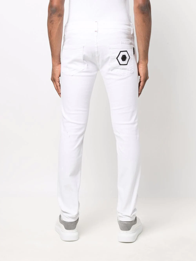 Shop Philipp Plein Skinny-cut Denim Jeans In White