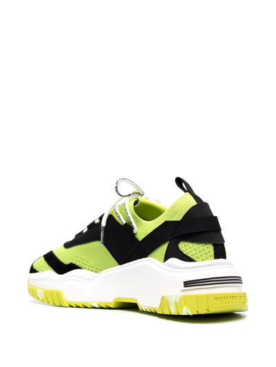 Shop Philipp Plein Predator Panelled Leather Sneakers In Yellow