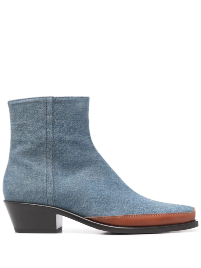 Shop Diesel 55mm Square-toe Zip-up Boots In Blue