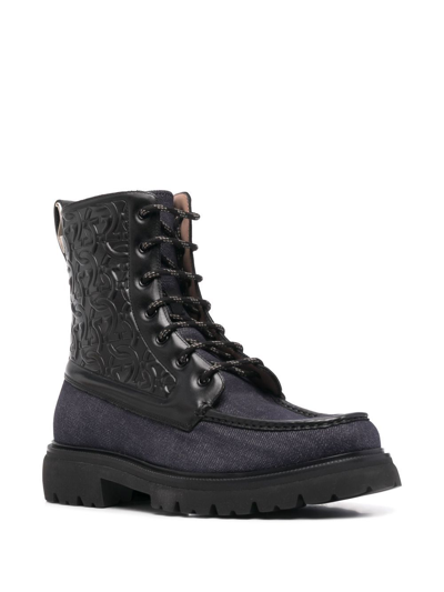 Ferragamo Gancini Combat Boots In Schwarz