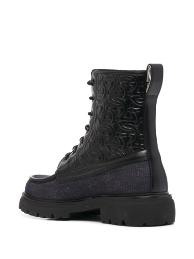 Ferragamo Gancini Combat Boots In Schwarz