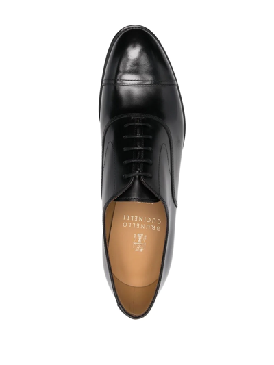 Shop Brunello Cucinelli Lace-up Leather Oxford Shoes In Black