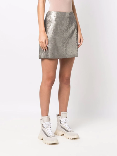 Shop Brunello Cucinelli Sequin-embellished Mini Skirt In Green