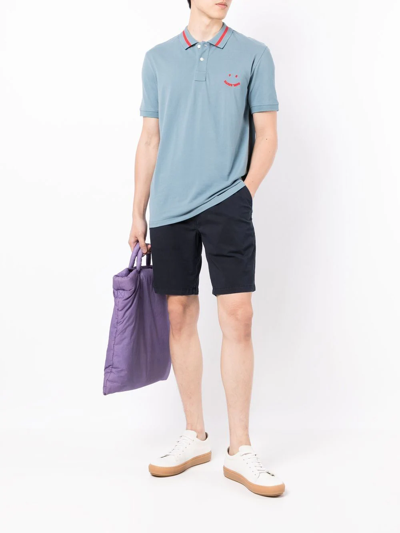 Shop Ps By Paul Smith Cotton Straight Shorts In Blau