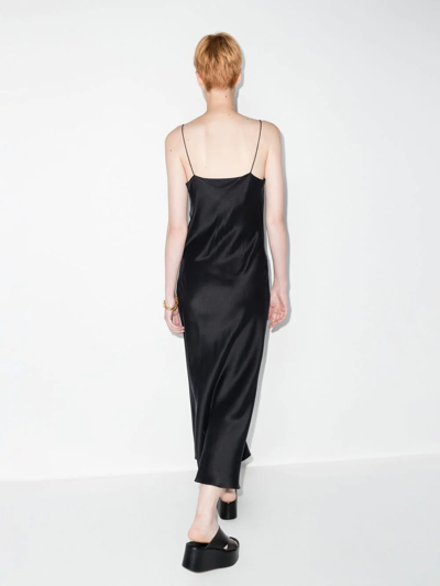 Shop Asceno Lyon Maxi Slip Dress In Schwarz