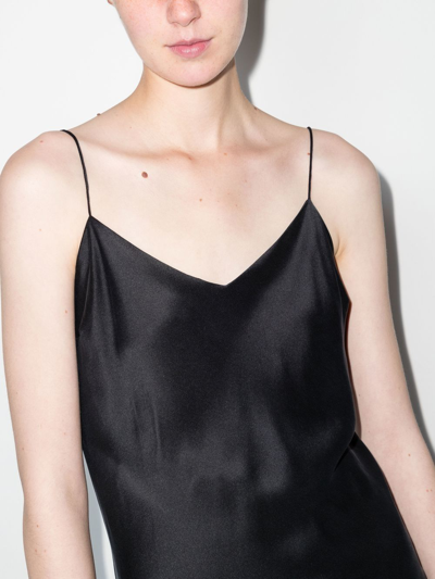 Shop Asceno Lyon Maxi Slip Dress In Schwarz