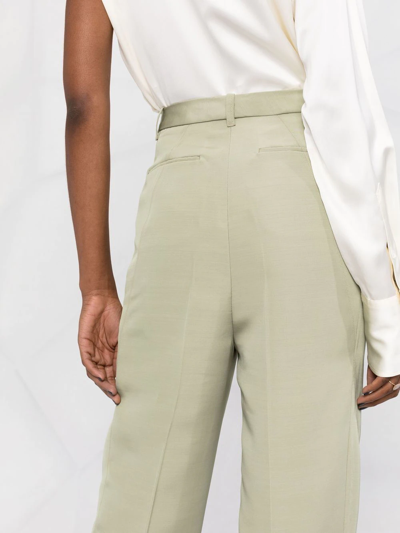 Shop Peter Do High-waisted Straight-leg Trousers In Green