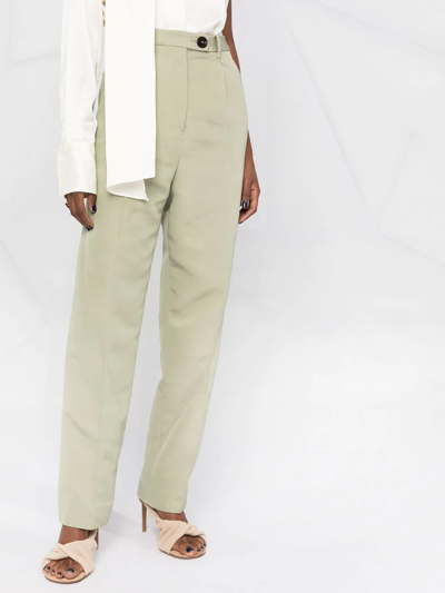 Shop Peter Do High-waisted Straight-leg Trousers In Green
