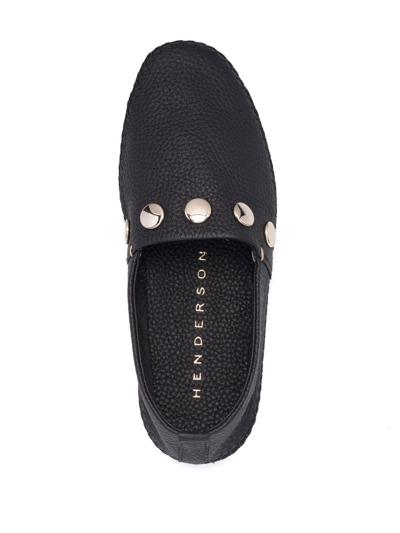 Shop Henderson Baracco Pebbled-leather Studded Loafers In Black