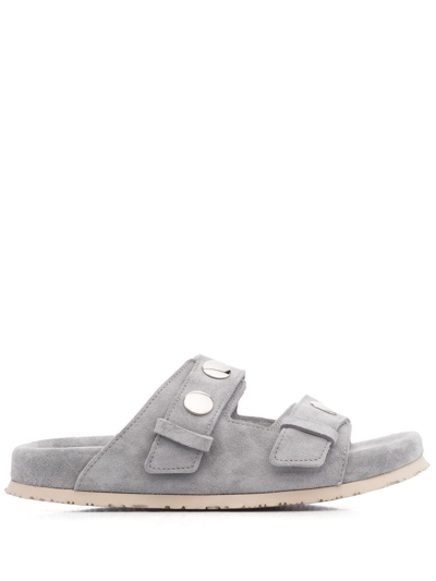 Shop Henderson Baracco Luna Suede Double-strap Sandals In Grey