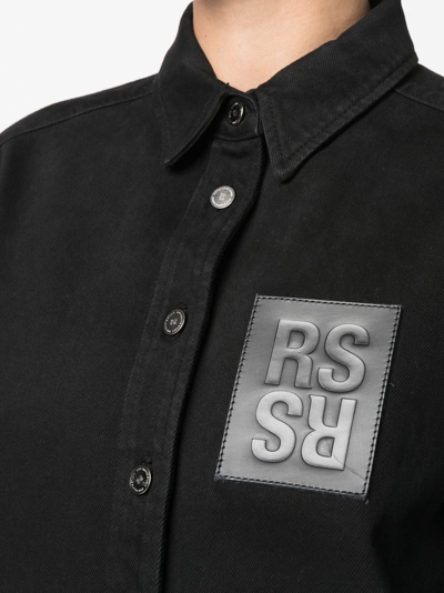 Shop Raf Simons Straight Fit Denim Shirt In Black