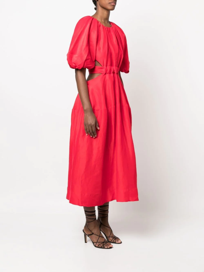 Shop Aje Cut-out Flared Dress In Red