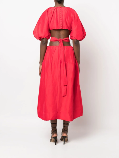 Shop Aje Cut-out Flared Dress In Red