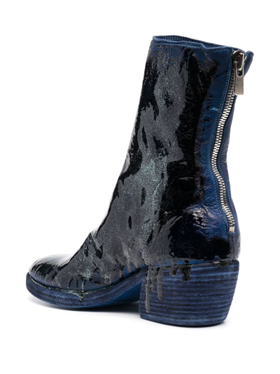 Shop Guidi Painted Patent Leather Boots In Blue