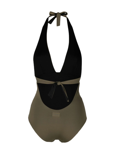 Fisico Cristina Ferrari Reversible V-neck One-piece In Grün
