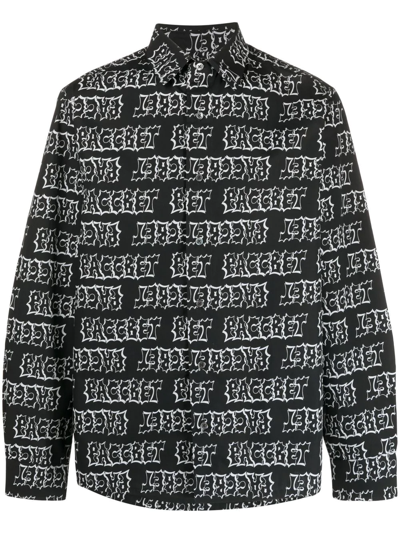 Shop Paccbet Logo-print Long-sleeve Shirt In Black
