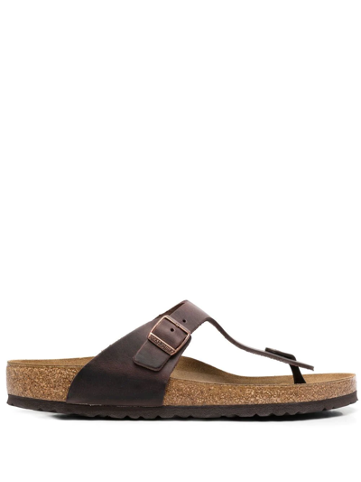 Shop Birkenstock Open-toe Side-buckle Sandals In Brown