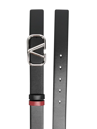 Shop Valentino Vlogo Signature Buckle-fastening Belt In Black