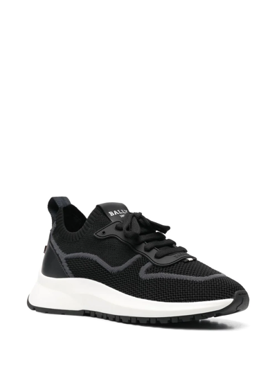 Shop Bally Davyn Knitted Lace-up Sneakers In Black