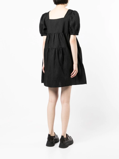 Shop B+ab Tiered Square-neck Mini Dress In Schwarz