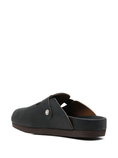 Shop Buttero Slip-on Leather Clog Sandals In Black