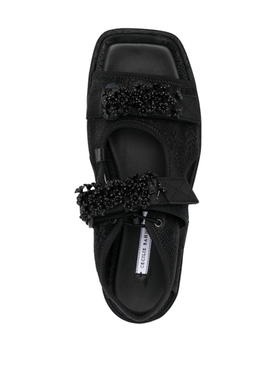 Shop Cecilie Bahnsen Floral Applique Flatform Sandals In Black