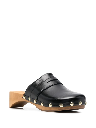 Shop By Far Hans Lambskin Clogs In Black