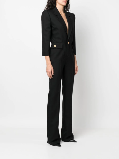 Shop Saint Laurent Tailored Wide-leg Jumpsuit In Black