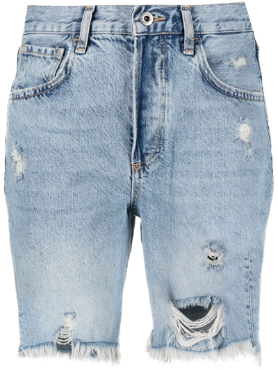 Liu •jo High-waisted Ripped Denim Shorts In Blue