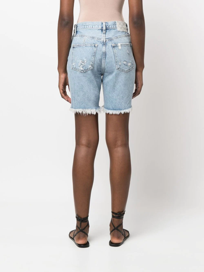 Liu •jo High-waisted Ripped Denim Shorts In Blue